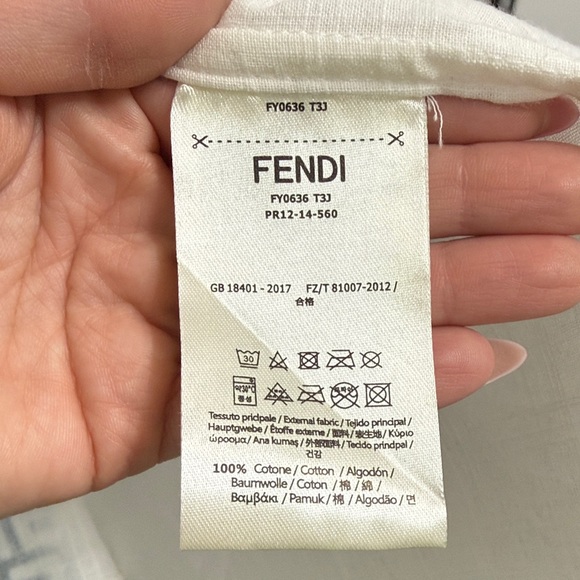 Fendi White Monogram Linen Button down Shirt White and Blue Design - Picture 3 of 4